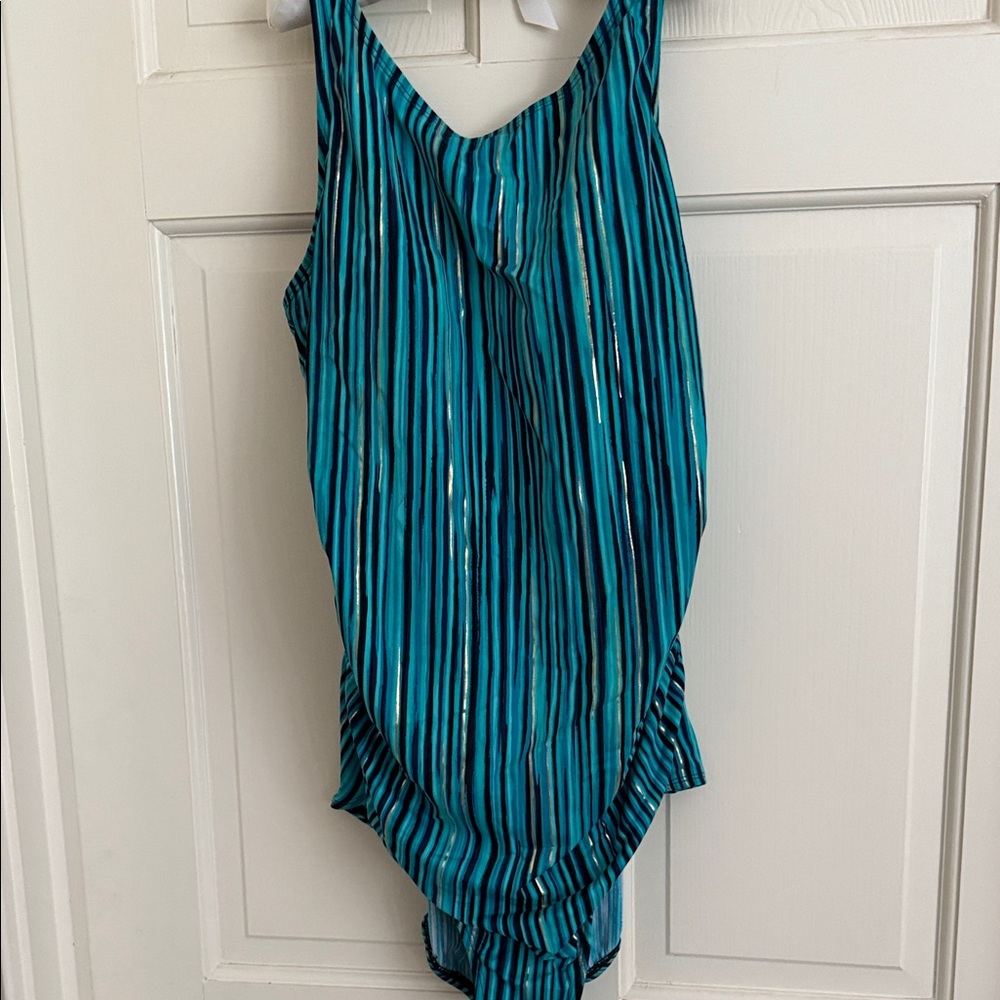 Striped Blue and Black Swimsuit